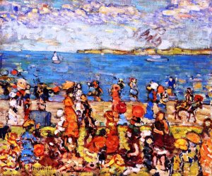 Beach Scene by Oil Painting Reproduction