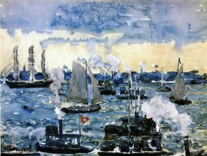 Boston Harbor by Oil Painting Reproduction