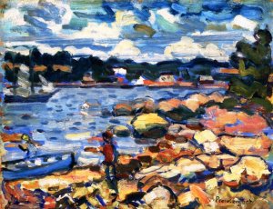 Brooksville, Maine River & Rocks by Oil Painting Reproduction