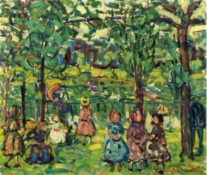 Children in the Park by Oil Painting Reproduction