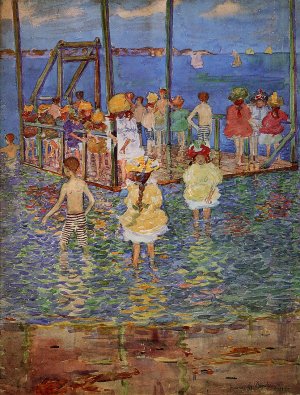 Children on a Raft by Oil Painting Reproduction