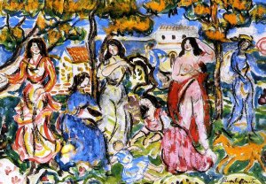 Figures in a Landscape by Oil Painting Reproduction