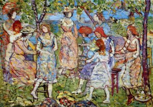 Girls in the Park by Oil Painting Reproduction