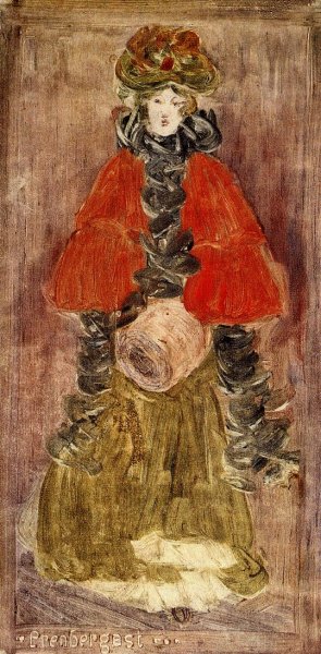 Lady with Red Cape and Muff by Oil Painting Reproduction