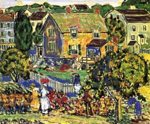 New England Village by Oil Painting Reproduction