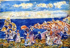 On the Beach by Oil Painting Reproduction