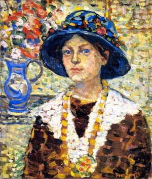 Portrait of a Girl with Flowers by Oil Painting Reproduction