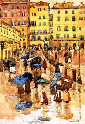 Rainy Day, Sienna also known as Campo Vittorio Emanuele, Siena by Oil Painting Reproduction