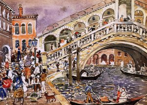 Rialto Bridge also known as The Rialto Bridge, Venice by Oil Painting Reproduction