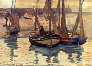 Small Fishing Boats, Treport, France by Oil Painting Reproduction