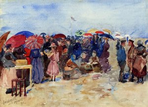 Treport Beach also known as A Very Sunny Day, Treport by Oil Painting Reproduction