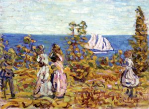 Viewing the Sailboat by Oil Painting Reproduction