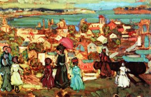 Village by the Sea by Oil Painting Reproduction